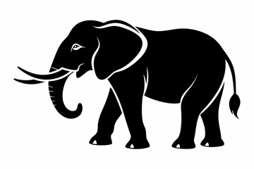 elephant silhouette line art vector illustration with a white background