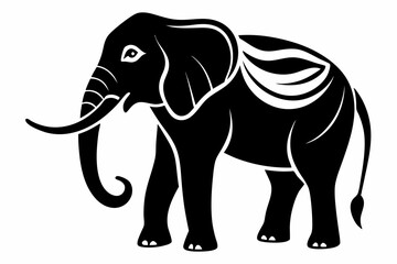 elephant silhouette line art vector illustration with a white background