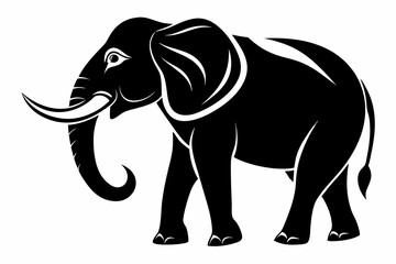 Fototapeta premium elephant silhouette line art vector illustration with a white background
