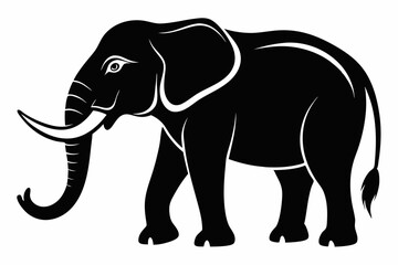 elephant silhouette line art vector illustration with a white background