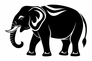 elephant silhouette line art vector illustration with a white background