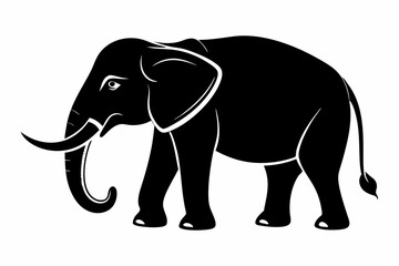 elephant silhouette line art vector illustration with a white background