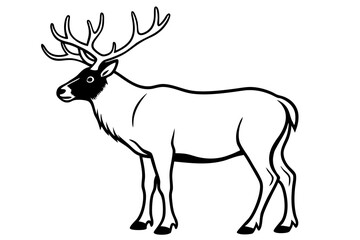elk silhouette line art vector illustration with a white background