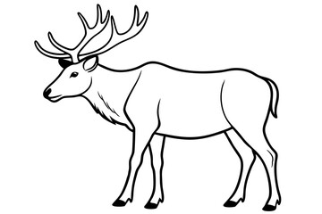 elk silhouette line art vector illustration with a white background