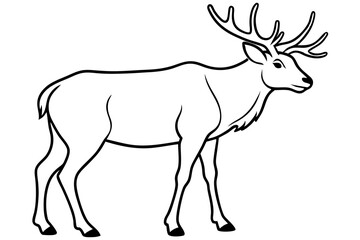 elk silhouette line art vector illustration with a white background