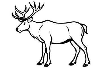elk silhouette line art vector illustration with a white background