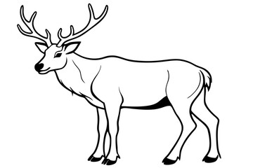 elk silhouette line art vector illustration with a white background