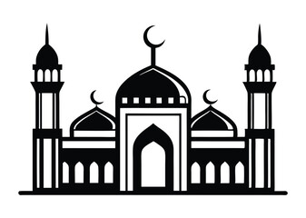 mosque silhouette vector, isolated black silhouette of a mosques collection, black silhouette mosque vector illustration 