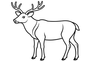 elk silhouette line art vector illustration with a white background