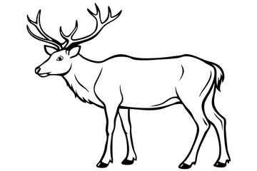elk silhouette line art vector illustration with a white background