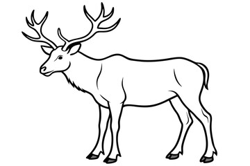 elk silhouette line art vector illustration with a white background