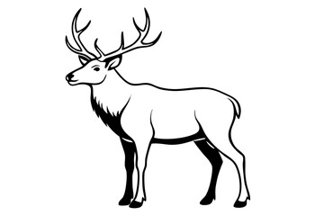 elk silhouette line art vector illustration with a white background