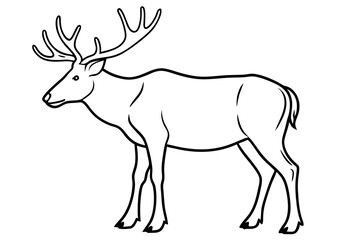 elk silhouette line art vector illustration with a white background