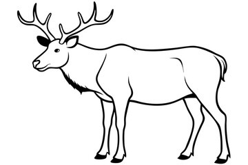 elk silhouette line art vector illustration with a white background