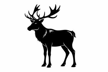 elk silhouette line art vector illustration with a white background