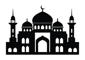 mosque silhouette vector, isolated black silhouette of a mosques collection, black silhouette mosque vector illustration 