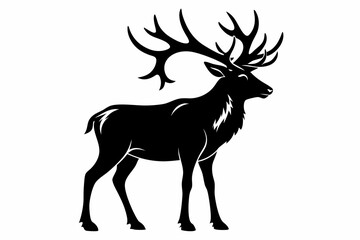 elk silhouette line art vector illustration with a white background