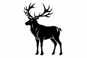 elk silhouette line art vector illustration with a white background