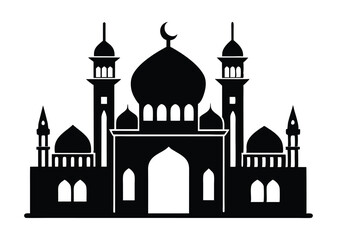 mosque silhouette vector, isolated black silhouette of a mosques collection, black silhouette mosque vector illustration 