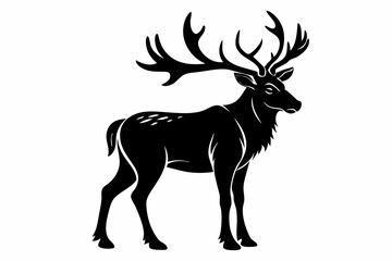 elk silhouette line art vector illustration with a white background