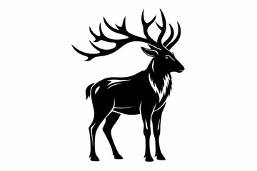 elk silhouette line art vector illustration with a white background