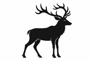 elk silhouette line art vector illustration with a white background