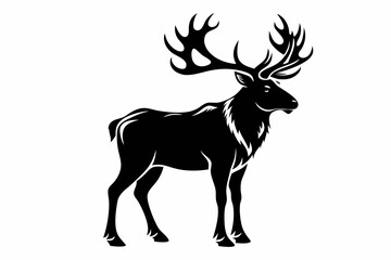 elk silhouette line art vector illustration with a white background