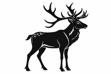 elk silhouette line art vector illustration with a white background
