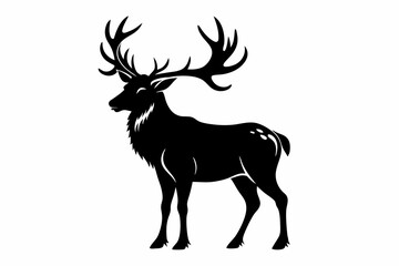 elk silhouette line art vector illustration with a white background