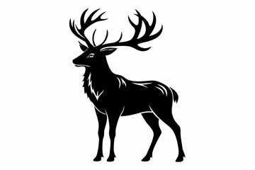 elk silhouette line art vector illustration with a white background
