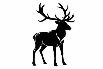 elk silhouette line art vector illustration with a white background