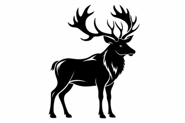 elk silhouette line art vector illustration with a white background