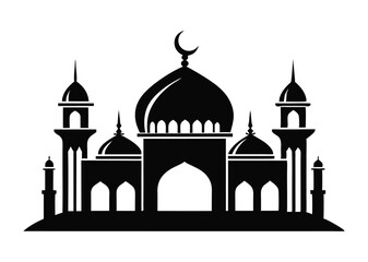 mosque silhouette vector, isolated black silhouette of a mosques collection, black silhouette mosque vector illustration 