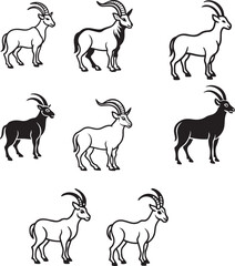 line art silhouette goat animal con 