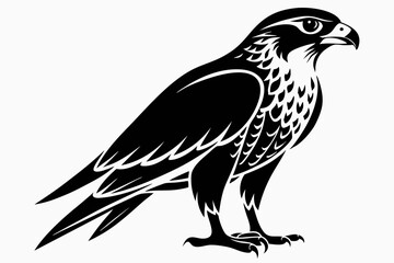 falcon silhouette line art vector illustration with a white background