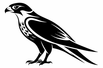 falcon silhouette line art vector illustration with a white background