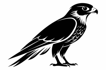 falcon silhouette line art vector illustration with a white background