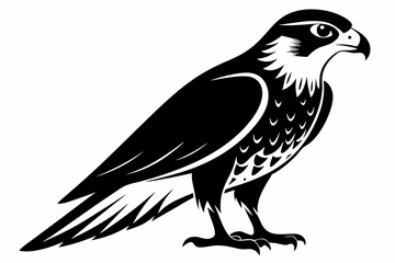 falcon silhouette line art vector illustration with a white background