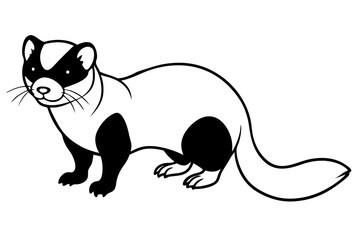 ferret silhouette line art vector illustration with a white background