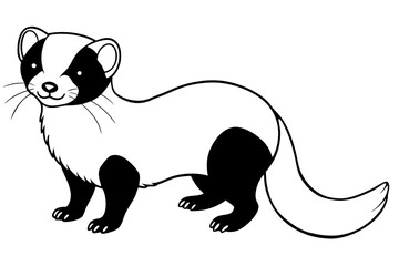 ferret silhouette line art vector illustration with a white background