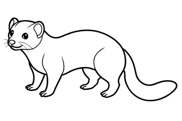 ferret silhouette line art vector illustration with a white background