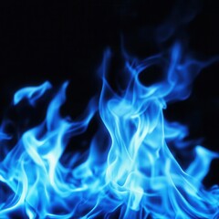 Ethereal Blue Fire Flames Isolated on Black Background for Creative Projects