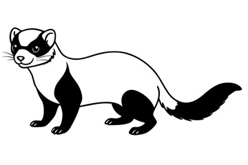 ferret silhouette line art vector illustration with a white background