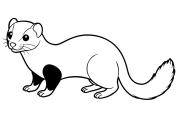ferret silhouette line art vector illustration with a white background