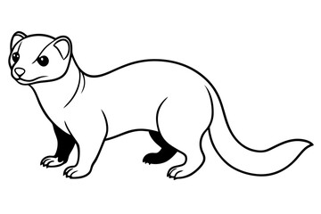 ferret silhouette line art vector illustration with a white background