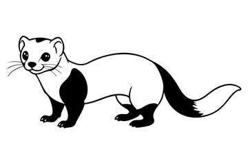 ferret silhouette line art vector illustration with a white background