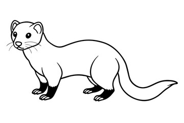 ferret silhouette line art vector illustration with a white background