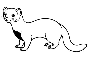 ferret silhouette line art vector illustration with a white background