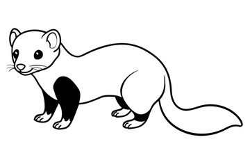 ferret silhouette line art vector illustration with a white background
