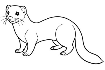 ferret silhouette line art vector illustration with a white background